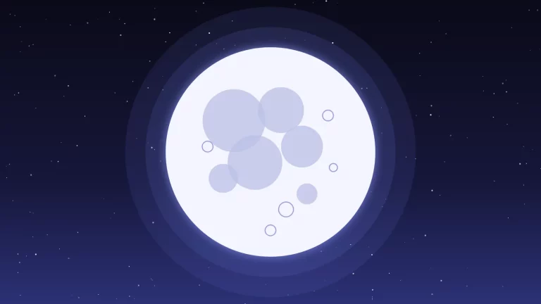La pleine Lune et ses mers dans un ciel étoilé